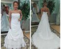Wedding gown with layered lace skirt