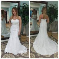 Lace wedding gown with beaded belt