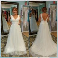 V-neck bridal gown