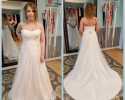 Strapless lace wedding gown