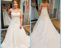 Beaded wedding gown with train