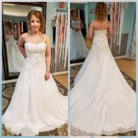 Beaded wedding gown with train