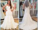 Lace fit and flair wedding dress
