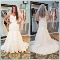 Lace fit and flair wedding dress
