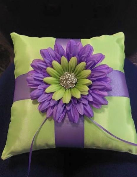 Purple and green pillow 