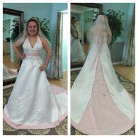 Pink and white wedding dress