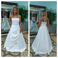 Satin strapless wedding gown
