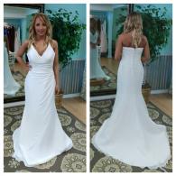 White wedding dress with halter neckline