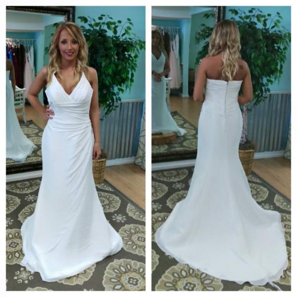 White wedding dress with halter neckline