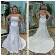 Strapless wedding gown with embroidery