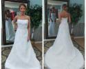 Strapless wedding dress with train