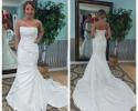 Strapless a-line wedding gown with train