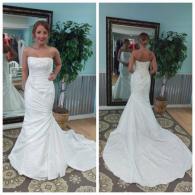 Strapless a-line wedding gown with train