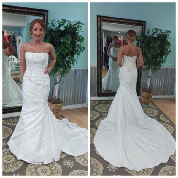 Strapless a-line wedding gown with train